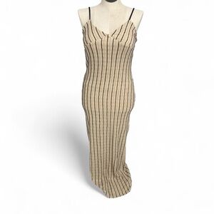 Rosie Harlow Chic Beige Striped Maxi Dress